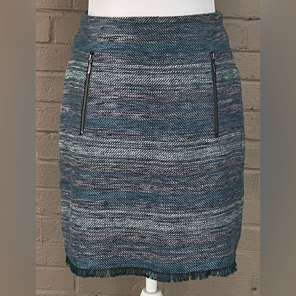 LOFT NWOT blue multi tweed skirt 2